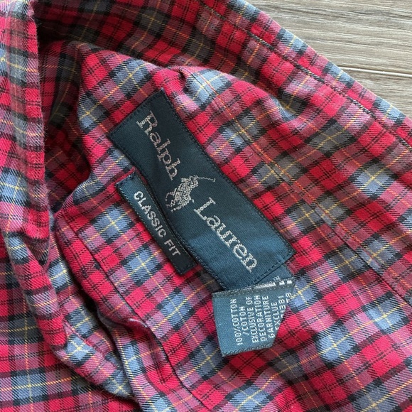 Ralph Lauren Red and Black Plaid Button-Down Shirt - Picture 5 of 6